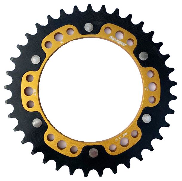 Kettenrad Supersprox Stealth 525 LK 140,0mm Ø 120mm 37Z 6-Loch Aluminium / Stahl gold