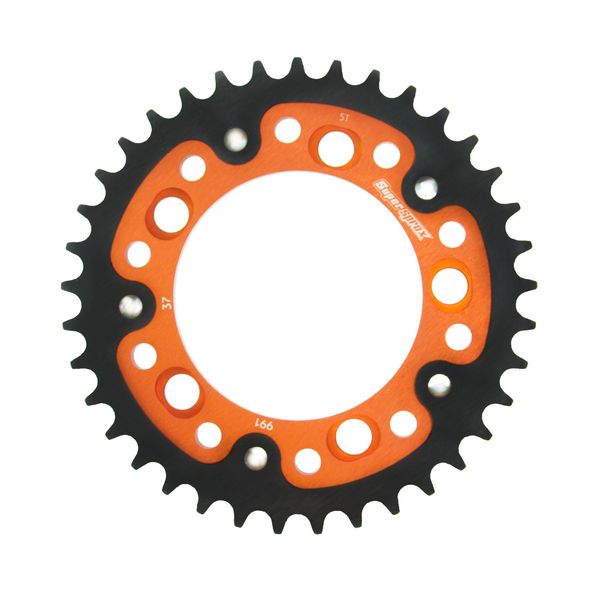Kettenrad Supersprox Stealth 525 LK 124,0mm Ø 101mm 37Z 5-Loch Aluminium / Stahl orange