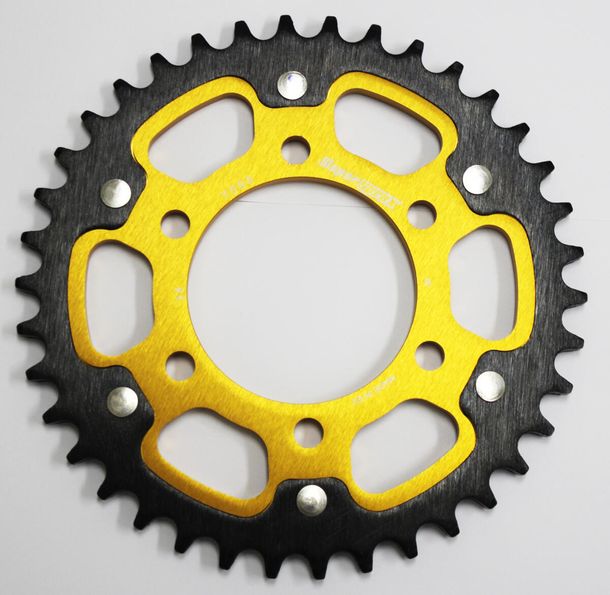 Kettenrad Supersprox Stealth 525 LK 100,0mm Ø 80mm 38Z 6-Loch Aluminium / Stahl gold