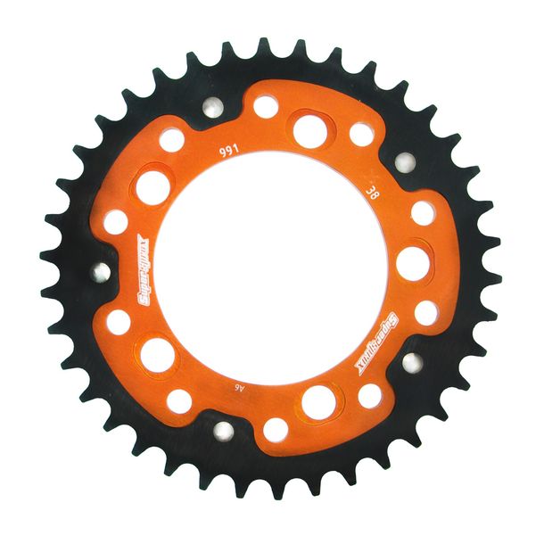 Kettenrad Supersprox Stealth 525 LK 124,0mm Ø 101mm 38Z 5-Loch Aluminium / Stahl orange