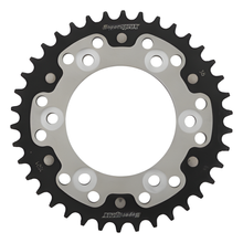 Piñón plateado de aluminio/acero Supersprox Stealth 525 LK 124,0 mm Ø 100 mm 38T con 6 orificios