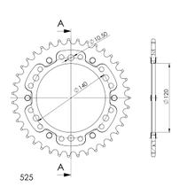 Rozetka Supersprox Stealth 525 dělená 140,0mm průměr 120mm 39 zubů 6 děr hliník / ocel zlatá