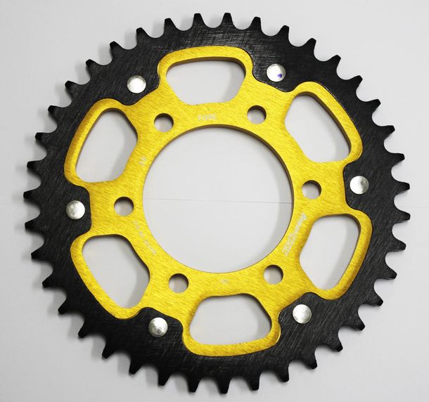 Kettenrad Supersprox Stealth 525 LK 100,0mm Ø 80mm 39Z 6-Loch Aluminium / Stahl gold