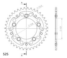 Pastorek Supersprox Stealth 525 rozteč 124,0mm průměr 101mm 39 zubů 5 děr hliník / ocel oranžová
