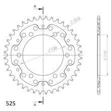 Kettenrad Supersprox Stealth 525 LK 130,0mm Ø 110mm 40Z 6-Loch Aluminium / Stahl gold