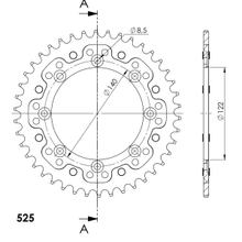 Kettenrad Supersprox Stealth 525 LK 140,0mm Ø 122mm 40Z 8-Loch Aluminium / Stahl gold