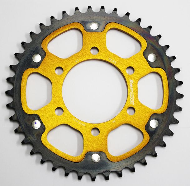 Kettenrad Supersprox Stealth 525 LK 100,0mm Ø 80mm 41Z 6-Loch Aluminium / Stahl gold