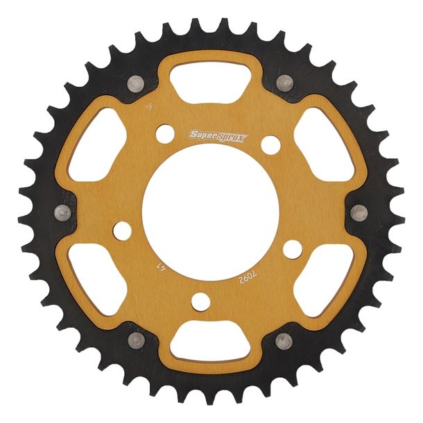 Kettenrad Supersprox Stealth 525 LK 100,0mm Ø 76mm 41Z 5-Loch Aluminium / Stahl gold
