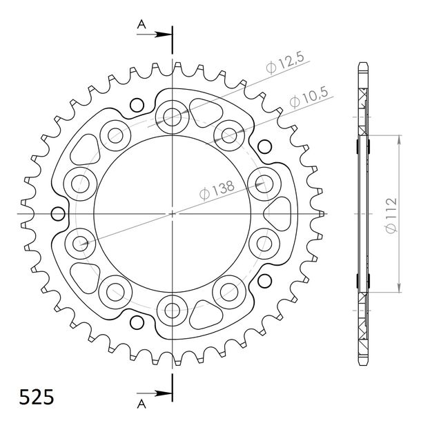 Kettenrad Supersprox Stealth 525 LK 138,0mm Ø 112mm 41Z 5-Loch Aluminium / Stahl rot