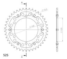 Supersprox Stealth 525 LK 140,0 mm Ø 120 mm 41Z Pignone rosso a 6 fori in alluminio/acciaio