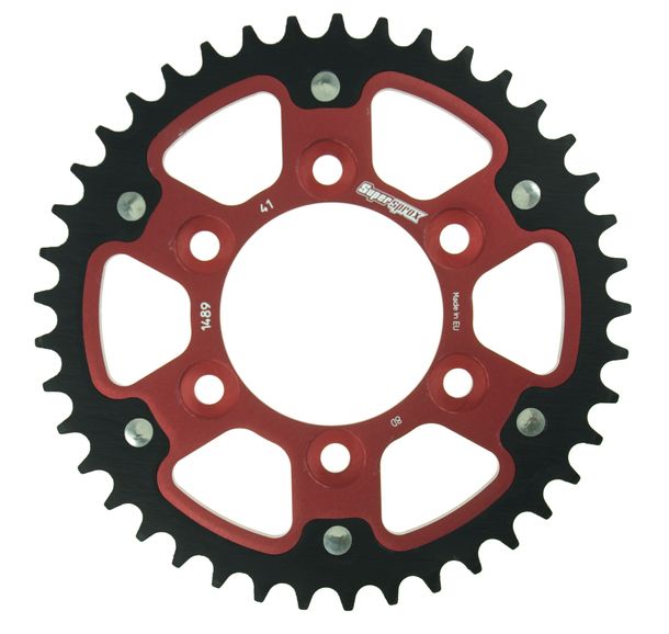 Kettenrad Supersprox Stealth 525 LK 104,0mm Ø 80mm 41Z 6-Loch Aluminium / Stahl rot