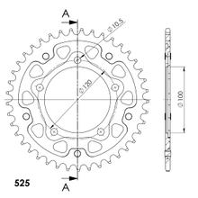 Supersprox Stealth 525 LK 120,0 mm Ø 100 mm 41T Pignone rosso a 5 fori in alluminio/acciaio
