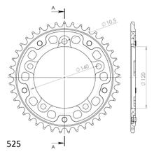 Supersprox Stealth 525 LK 140,0 mm Ø 120 mm 41Z Pignone nero a 5 fori in alluminio/acciaio