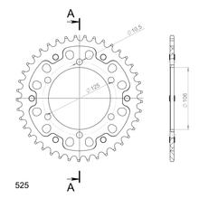 Ozubené kolo řetězu Supersprox Stealth 525 rozteč 125,0mm průměr 106mm 41 zubů 6 děr hliník / ocel černé