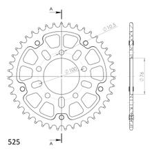 Supersprox Stealth 525 LK 100,0 mm Ø 76 mm 41Z Pignone nero a 5 fori in alluminio/acciaio