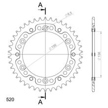 Pignon Supersprox Stealth 525 LK 156,0 mm diamètre 136 mm 42T 6 trous aluminium/acier doré