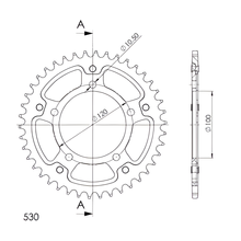 Kettenrad Supersprox Stealth 525 LK 120,0mm Ø 100mm 42Z 5-Loch Aluminium / Stahl gold
