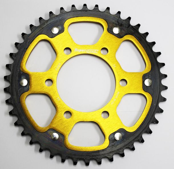 Kettenrad Supersprox Stealth 525 LK 100,0mm Ø 80mm 42Z 6-Loch Aluminium / Stahl gold