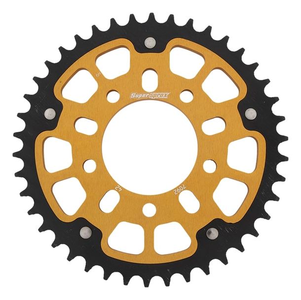 Kettenrad Supersprox Stealth 525 LK 100,0mm Ø 76mm 42Z 5-Loch Aluminium / Stahl gold