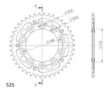 Rueda de cadena Supersprox Stealth 525 LK 138,0 mm de diámetro 112 mm 42T con 5 orificios de aluminio/acero rojo