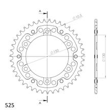 Piñón negro de aluminio/acero Supersprox Stealth 525 LK 150,0 mm Ø 130 mm 42T con 6 orificios