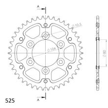 Pignon Supersprox Stealth 525 LK 104,0 mm Ø 80 mm 42T 6 trous en aluminium/acier noir