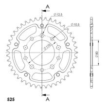 Piñón plateado de aluminio/acero Supersprox Stealth 525 LK 110,0 mm Ø 80 mm 42T con 5 orificios