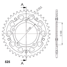 Piñón plateado de aluminio/acero Supersprox Stealth 525 LK 120,0 mm Ø 100 mm 42T con 5 orificios