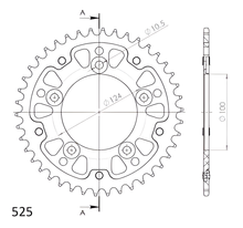 Piñón plateado de aluminio/acero Supersprox Stealth 525 LK 124,0 mm Ø 100 mm 42T con 5 orificios