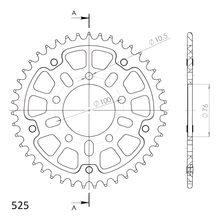 Piñón plateado de aluminio/acero Supersprox Stealth 525 LK 100,0 mm Ø 76 mm 42T con 5 orificios