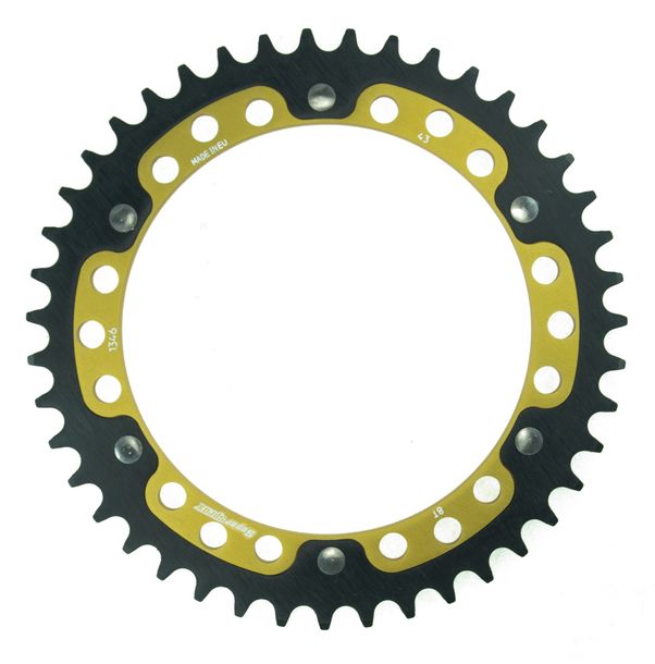 Kettenrad Supersprox Stealth 525 LK 176,0mm Ø 154mm 43Z 6-Loch Aluminium / Stahl gold