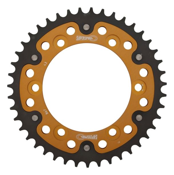 Kettenrad Supersprox Stealth 525 LK 145,0mm Ø 125mm 43Z 6-Loch Aluminium / Stahl gold