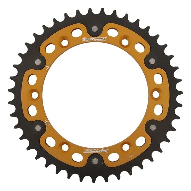 Pignon Supersprox Stealth 525 LK 156,0 mm diamètre 136 mm 43T 6 trous aluminium/acier doré