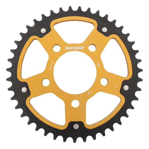 Kettenrad Supersprox Stealth 525 LK 100,0mm Ø 70mm 43Z 5-Loch Aluminium / Stahl gold