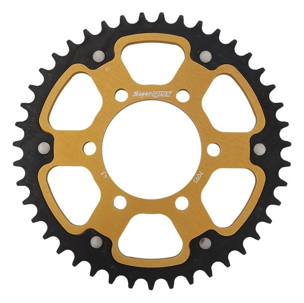 Kettenrad Supersprox Stealth 525 LK 100,0mm Ø 80mm 43Z 6-Loch Aluminium / Stahl gold