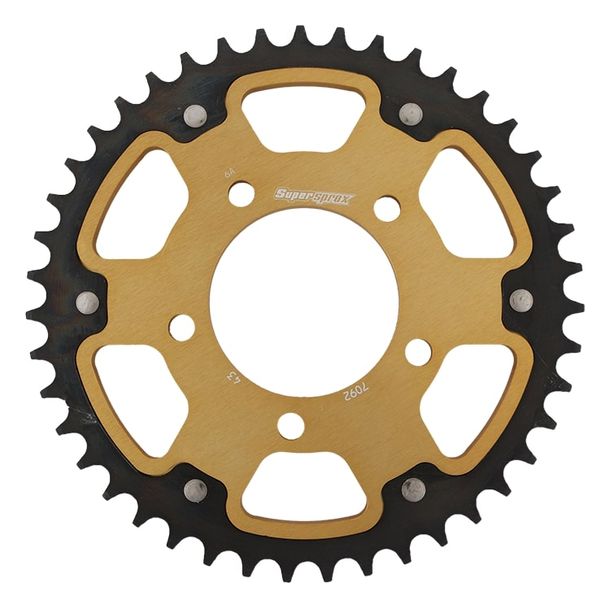 Kettenrad Supersprox Stealth 525 LK 100,0mm Ø 76mm 43Z 5-Loch Aluminium / Stahl gold