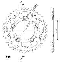 Supersprox Stealth 525 LK 124,0 mm Ø 101 mm 43T 5 trous aluminium/acier orange