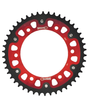 Roda dentada de corrente Supersprox Stealth 525, furação 160,0mm, diâmetro 134mm, 43 dentes, 6 furos, alumínio / aço, vermelho