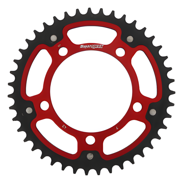 Kettenrad Supersprox Stealth 525 LK 130,8mm Ø 110mm 43Z 5-Loch Aluminium / Stahl rot