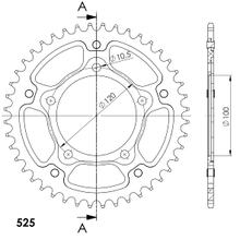 Pignon rouge Supersprox Stealth 525 LK 120,0 mm Ø 100 mm 43T 5 trous en aluminium/acier