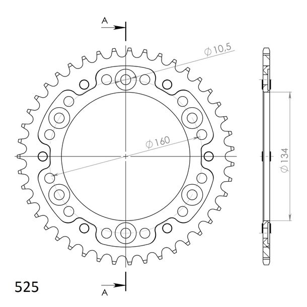 Supersprox Stealth 525 LK 160,0 mm Ø 134 mm 43Z 6 trous aluminium/acier noir