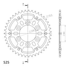 Piñón negro de aluminio/acero Supersprox Stealth 525 LK 104,0 mm Ø 80 mm 43T