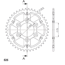 Chaîne Supersprox Stealth 525 LK 103,0 mm Ø 73 mm 43T à 6 trous en aluminium/acier noire