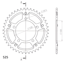 Kettenrad Supersprox Stealth 525 LK 120,0mm Ø 100mm 43Z 5-Loch Aluminium / Stahl silber