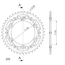 Supersprox Stealth 525 LK 150.0mm Ø 125mm 43T 6-hole aluminium/steel silver sprocket