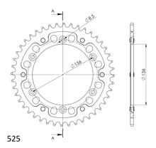 Piñón Supersprox Stealth 525 LK, 156,0 mm de diámetro, 136 mm, 44T, 6 orificios, aluminio/acero dorado