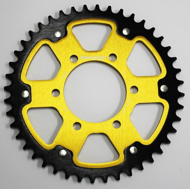 Supersprox Stealth 525 LK 100,0 mm Ø 80 mm 44T Pignone dorato a 6 fori in alluminio/acciaio