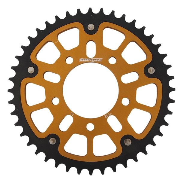Kettenrad Supersprox Stealth 525 LK 100,0mm Ø 76mm 44Z 5-Loch Aluminium / Stahl gold
