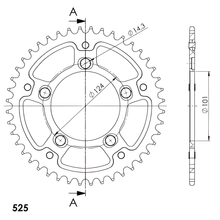 Supersprox Stealth 525 LK 124,0 mm Ø 101 mm 44T Pignone a 5 fori in alluminio/acciaio arancione