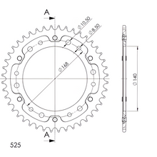 Supersprox Stealth 525 LK 168.0 mm Ø 140 mm 44T 6-hole aluminium/steel red sprocket